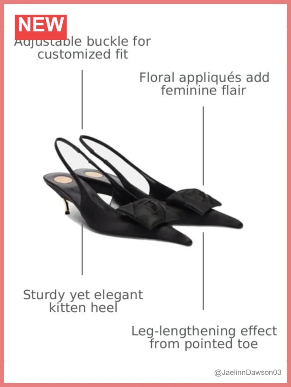 Slingback Heels Floral Appliqués Pointed Toe Satin Kitten Heels Evening Party